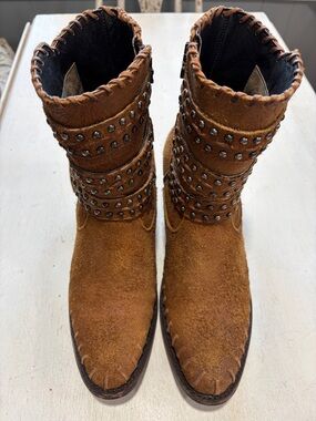 Double D Ranch by Old Gringo Taos People Boots. Brown Fringe Studded Suede